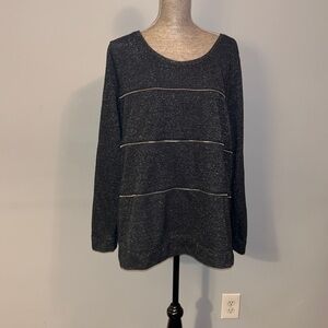Lane Bryant Womens Sweatshirt 18/20 Grey Zipper Accents Long Sleeve